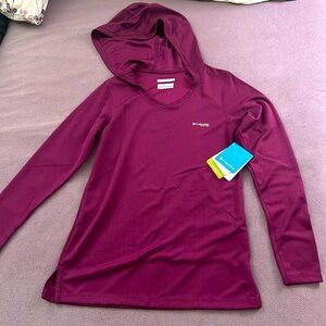 NWT Women Columbia PFG Omni-Shade UPF 50 (SPF) Sun Protection Shirt with Hood XS